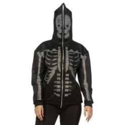 Skelett Hoodie Glitter med Dragkedja