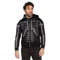 Skelett Hoodie Glitter med Dragkedja