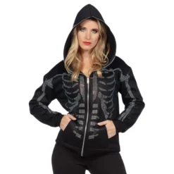 Skelett Hoodie Glitter med Dragkedja