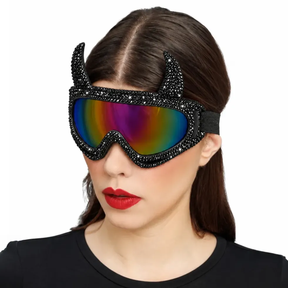 Skidglasögon Horn med Strass Svart