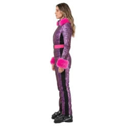 Skidoverall Snake Print med Rosa Fuskpäls Maskeraddräkt