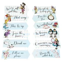 Skyltar med Text Alice Wonderland