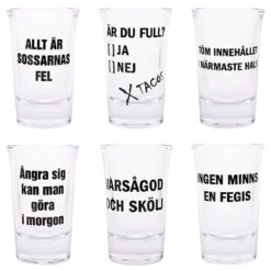Snapsglas med Text