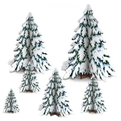 Snötäckta Granar 3D Bordsdekoration
