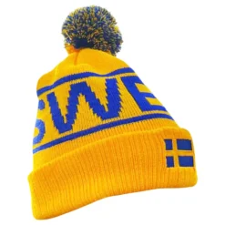 Stickad Mössa Pom Pom Sweden Winter Retro