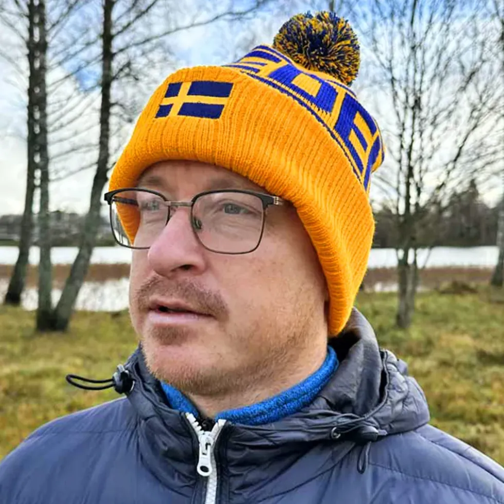 Stickad Mössa Pom Pom Sweden Winter Retro