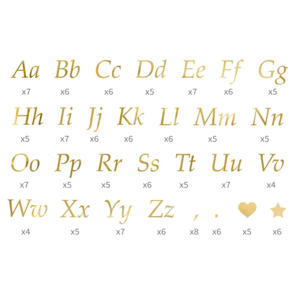 Stickers Bokstäver Guld Metallic