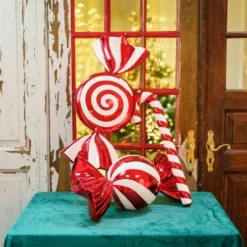 Stor Polkagris Karamell Glitter Juldekoration