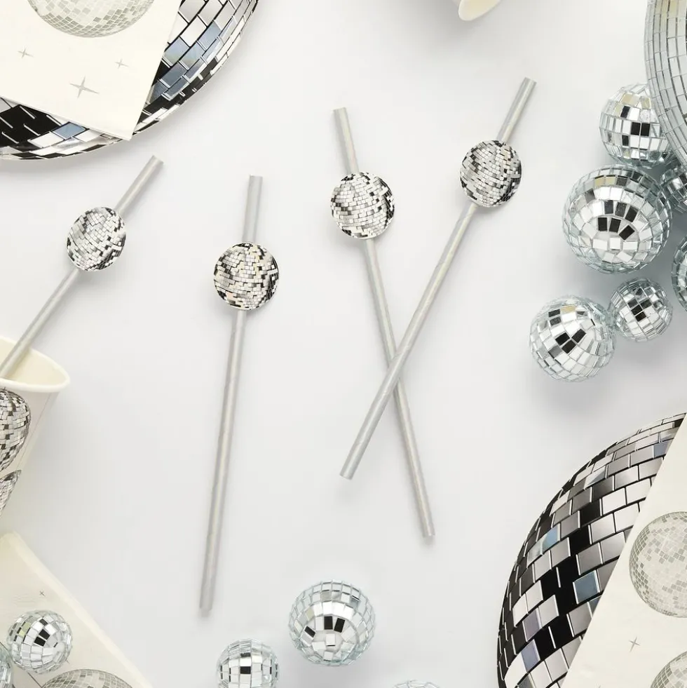 Sugrör med Discokulor Silver