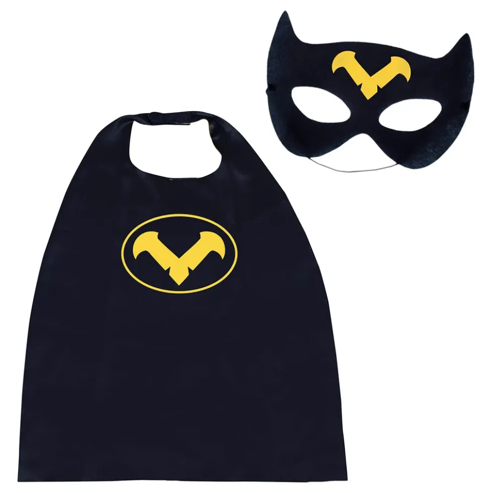 Superhjälte Svart Cape med Mask för Barn