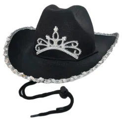 Svart Cowboyhatt med Tiara