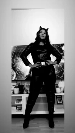 Svart Katt Bodysuit Maskeraddräkt