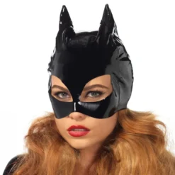 Svart Katt Mask i Vinyl