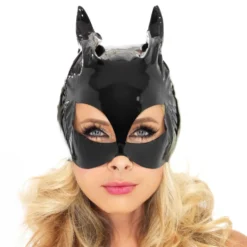 Svart Katt Mask i Vinyl