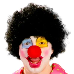 Svart Lockig Clown Peruk