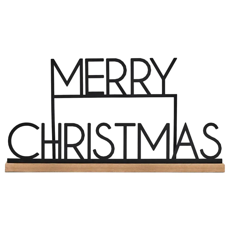 Svart Metallskylt Merry Christmas
