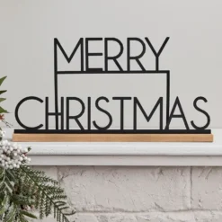 Svart Metallskylt Merry Christmas