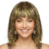 Svart Peruk med Guldglitter
