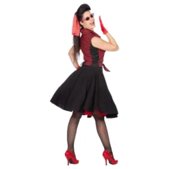 Svart/Röd Rockabilly Klänning Maskeraddräkt