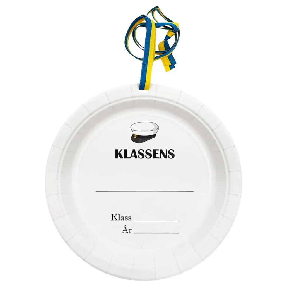 Tallrik Student Klassens med Blå/Gult Band