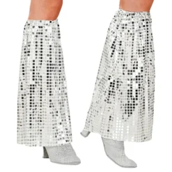 70-tals Disco Benvärmare Paljett Silver