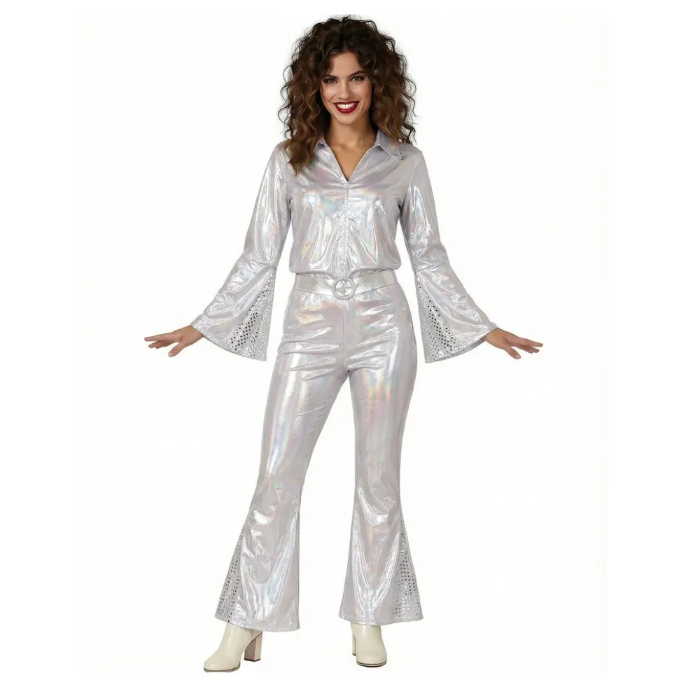 70-tals Disco Dam Silver Maskeraddräkt
