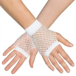80-tals Fingerlösa Näthandskar Korta Vita