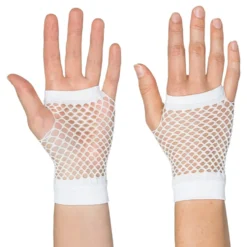 80-tals Fingerlösa Näthandskar Korta Vita