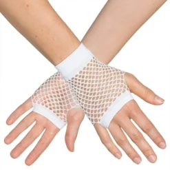 80-tals Fingerlösa Näthandskar Korta Vita