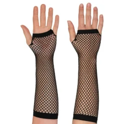 80-tals Fingerlösa Näthandskar Långa Svarta