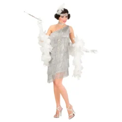 20-tals Flapper Klänning Silver Maskeraddräkt