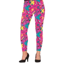 80-tals Leggings Rosa Mönstrade