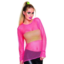 80-tals Nättröja Neonrosa
