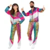 80-tals Träningsoverall Neon Leopard Maskeraddräkt