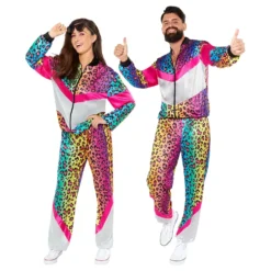 80-tals Träningsoverall Neon Leopard Maskeraddräkt
