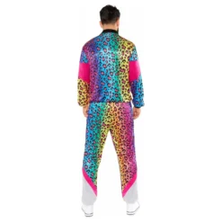 80-tals Träningsoverall Neon Leopard Maskeraddräkt
