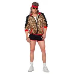 80-tals Träningsset Leopard Herr Maskeraddräkt