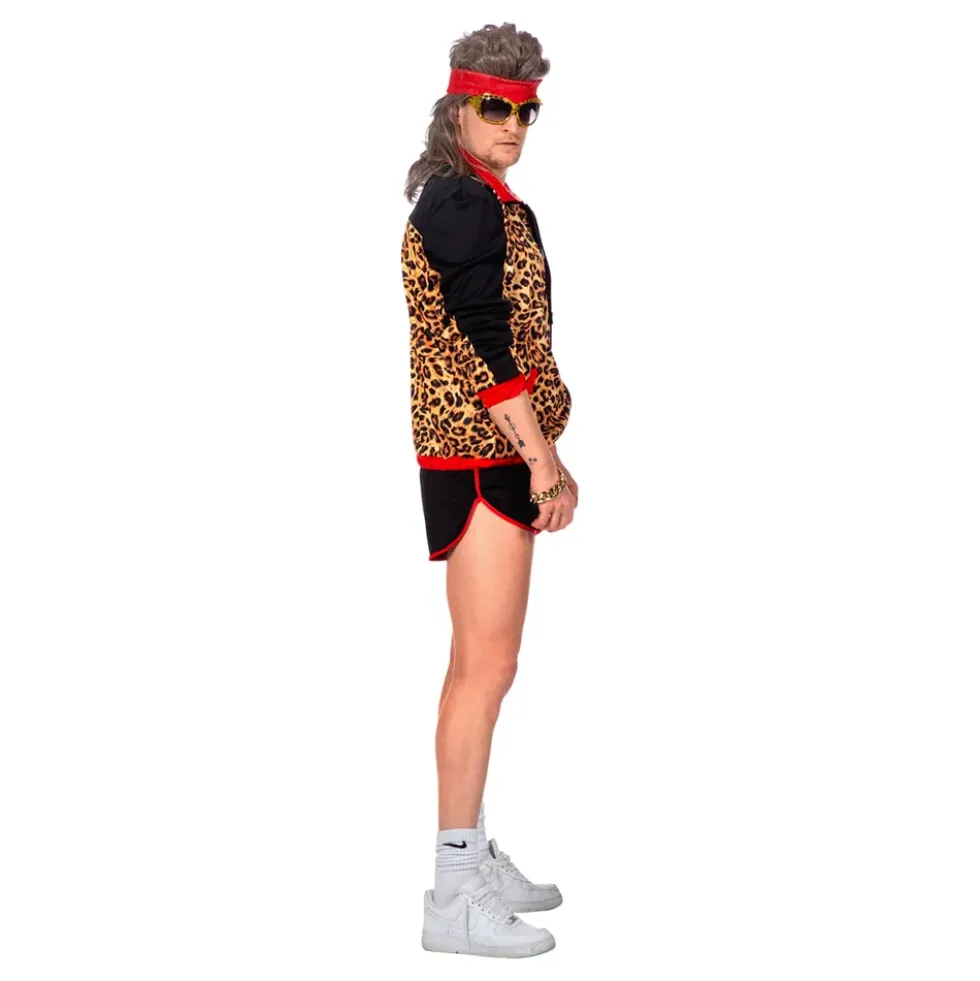 80-tals Träningsset Leopard Herr Maskeraddräkt