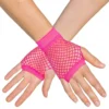 80-tals UV Fingerlösa Näthandskar Korta Neonrosa