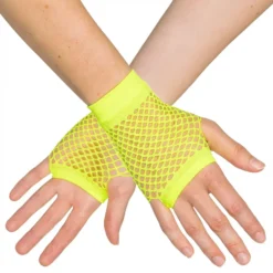 80-tals UV Fingerlösa Näthandskar Korta Neongula