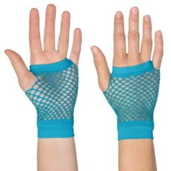 80-tals UV Fingerlösa Näthandskar Korta Neonblå