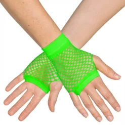 80-tals UV Fingerlösa Näthandskar Korta Neongrön