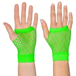 80-tals UV Fingerlösa Näthandskar Korta Neongrön