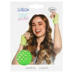 80-tals UV Fingerlösa Näthandskar Korta Neongrön