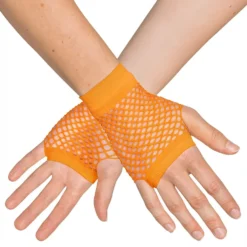 80-tals UV Fingerlösa Näthandskar Korta Neonorange