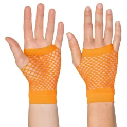 80-tals UV Fingerlösa Näthandskar Korta Neonorange