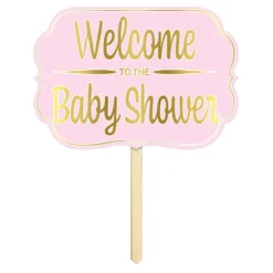 Trädgårdsskylt Welcome To The Babyshower Rosa
