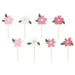 Tårtdekoration Blommor Rosa/Vit