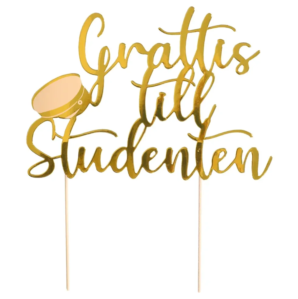 Tårtdekoration Grattis Till Studenten Guld