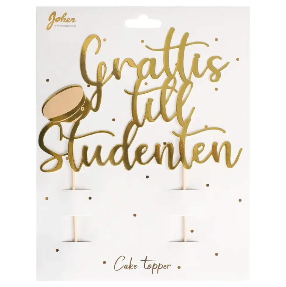 Tårtdekoration Grattis Till Studenten Guld